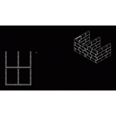Arreglo o configuracion de bloques con tres lineas de interseccion