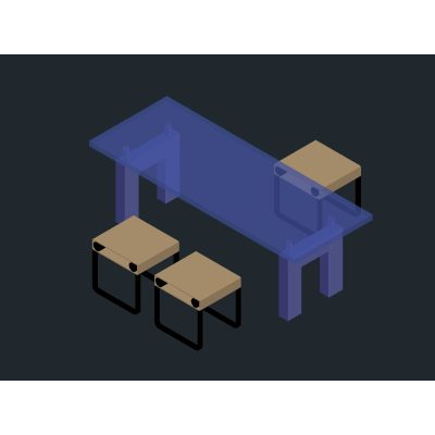 Table and benches 3d