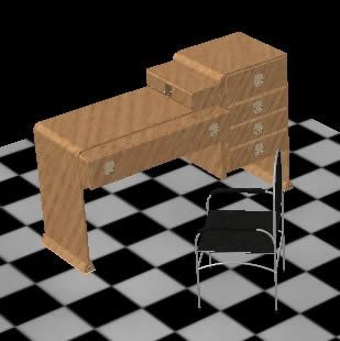 scrivania con sedia 3d