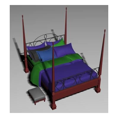 Cama matrimonial 3d