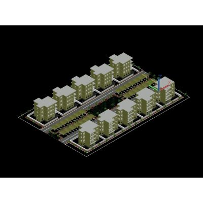 Conjunto Multifamiliar 3D de Cuatro Niveles