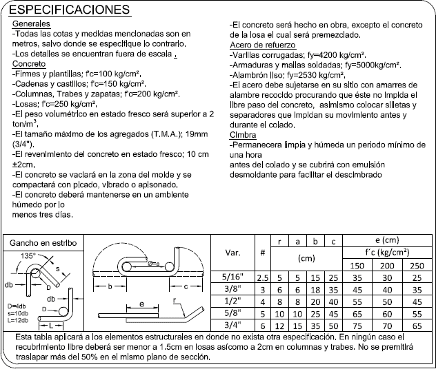 Especificaciones estructura de concreto pdf
