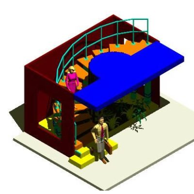 Escalera de madera 3d