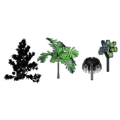 Bloques en 3d arboles  y arbustos 3ds