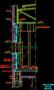 Detail Section of Facade in Frozen Warehouse in DWG | CAD library