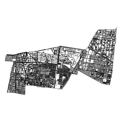 Mapa Urbano Detallado en Blanco y Negro