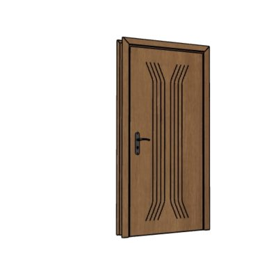 Puerta 3d en madera lista para renderizar