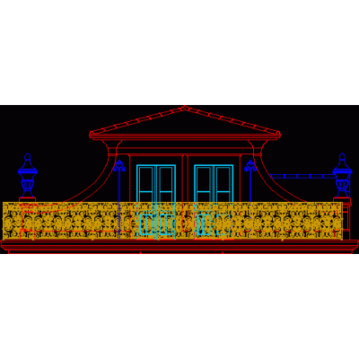 Balcon avec garde-corps en fer forgé