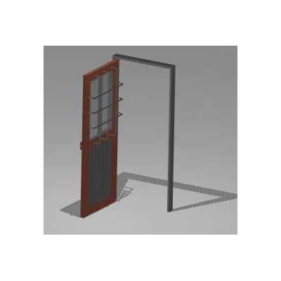 Puerta metalica abierta 3d