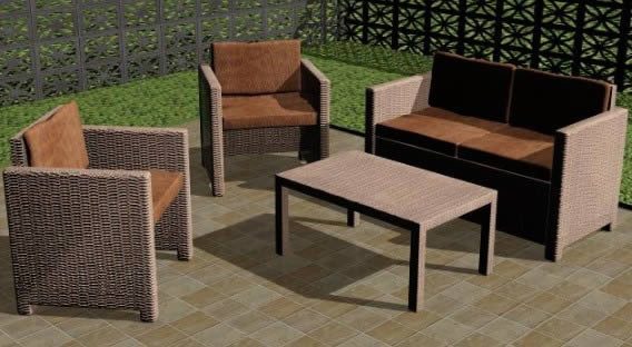 2-seater sofa set plus armchairs and outdoor table