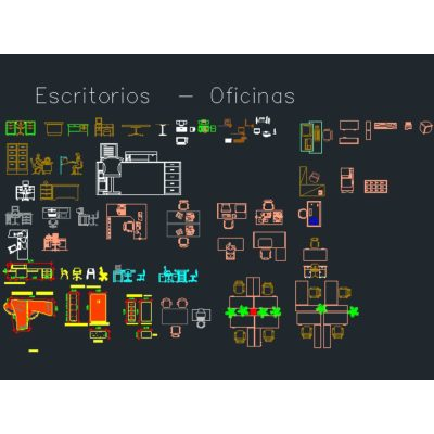 Bloques de escritorios de oficina.