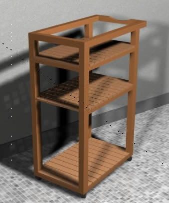 Wooden trolley with shelves 33x52x79 cm.