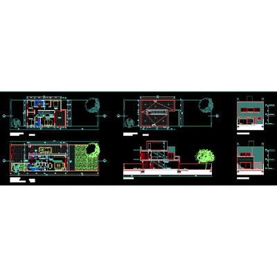 Plano de Vivienda Contemporanea con Espacios Verdes