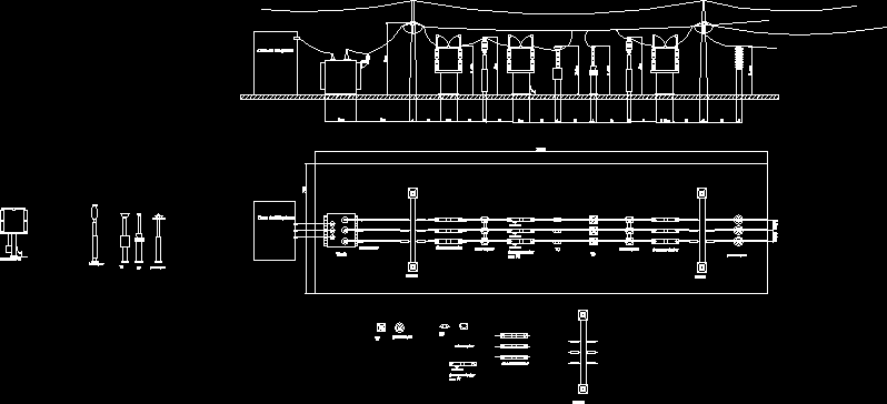 Plan d'élévation et vue de dessus de la sous-station