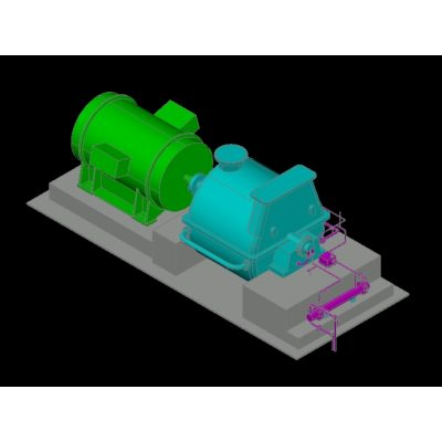 Motor y turbocompresor en 3d