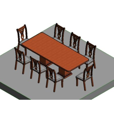 Wooden dining room with 6 to 8 chairs in