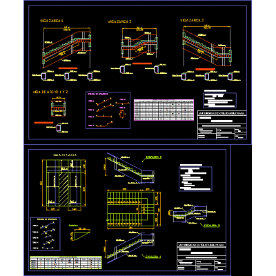 Plano de Escalera en Tres Tramos