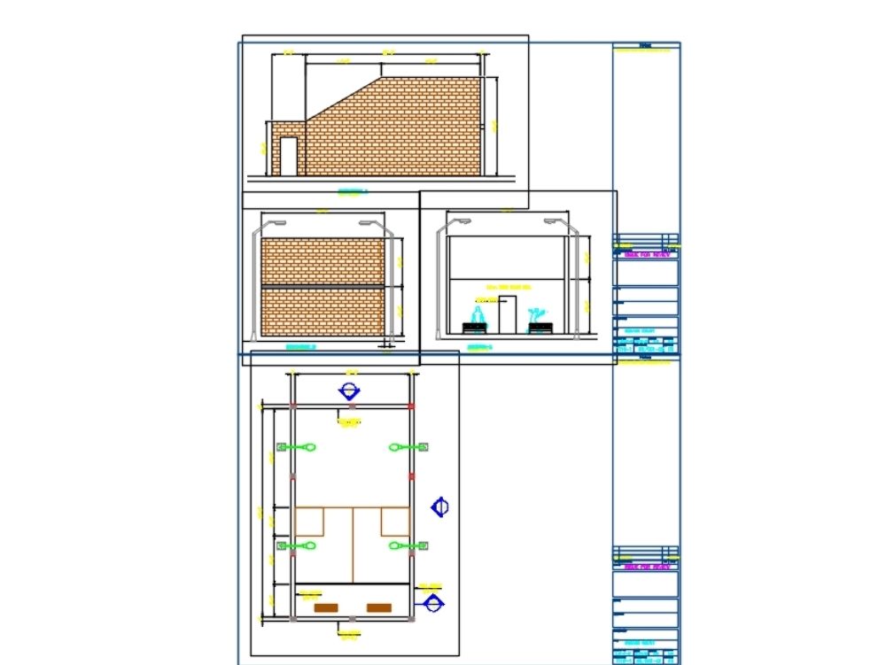 Plano De La Cancha De Squash Y Detalles De Elevación En DWG | Librería CAD