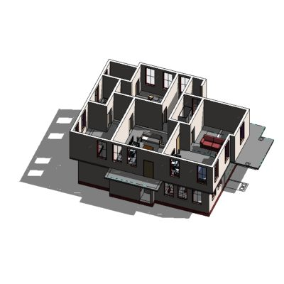 Plan de construccion residencial-casa de cuatro dormitorios rvt