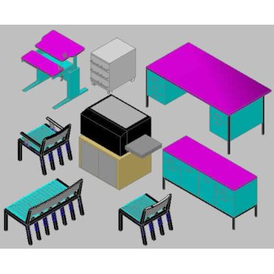 Muebles de oficina en 3d