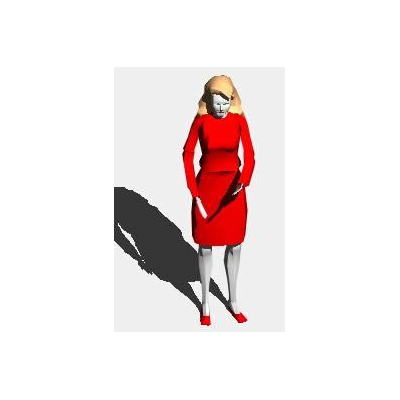 Figura 3D de Mujer en Vestido Rojo