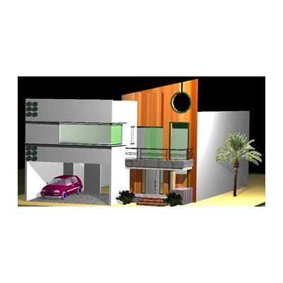 Vivienda unifamiliar en perspectiva 3D