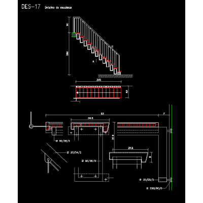 Plano Detallado de Escalera Lineal