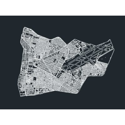 Plano Urbano Detallado en Blanco y Negro