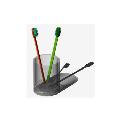 Bote y cepillos dientes 3d
