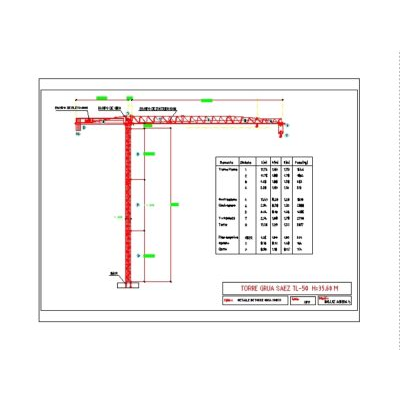 Torre grua saez modelo tl 50 h 35.60m