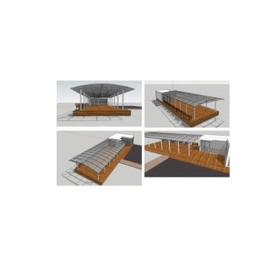 Cobertura metalica con tijerales  en 3d