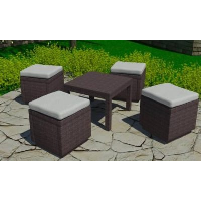 Outdoor seating set 59x59x43 cm table and 4 cubes plus 42x42x39 cm cushion max