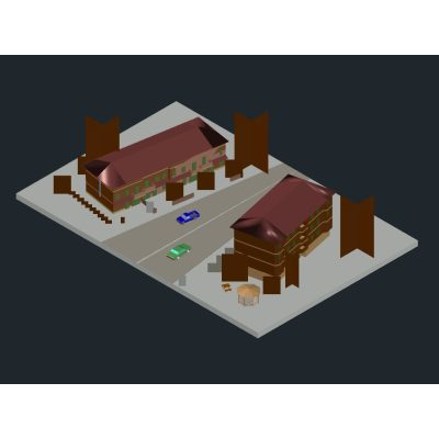 Conjunto residencial en 3d