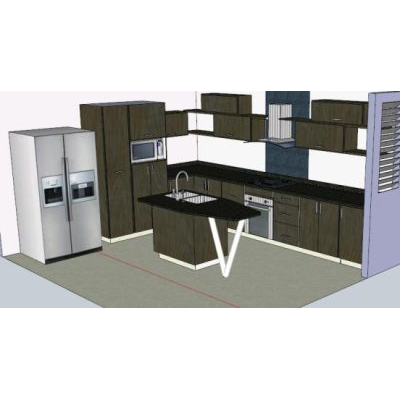 Cocina con isla 3d