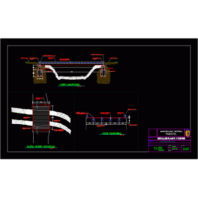 Plano de un puente de madera