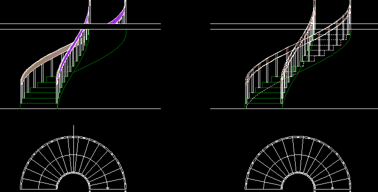 Helical staircase 2d and 3d