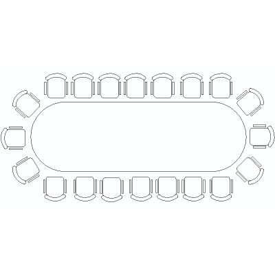 Mesa De Reuniones Para 20 Personas Vista En Planta