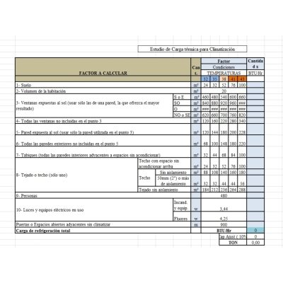 Calculo carga termica para climatizacion