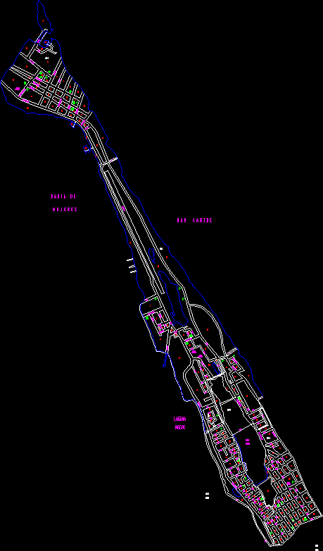 Map of Isla Mujeres. Mexico.