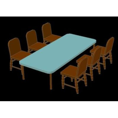 Dining room with chairs in 3d