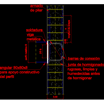 Placa conexion y hormigon