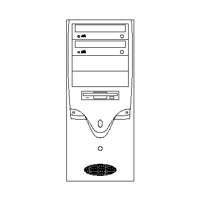 Cpu tower - computer cabinet elevation