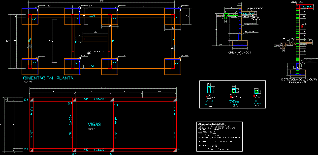 Plan und Abschnitte von Bauwerken mit Details