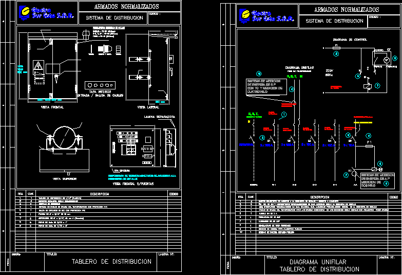 Single-family home electrical distribution diagram