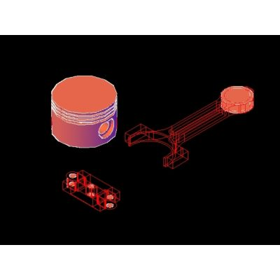 Planos de un piston y una biela de un motor