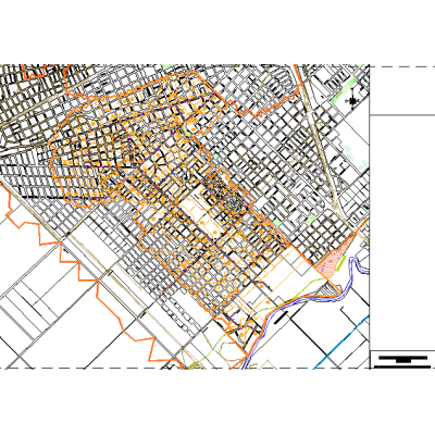 Plano de la red de pluviales de la ciudad de trelew