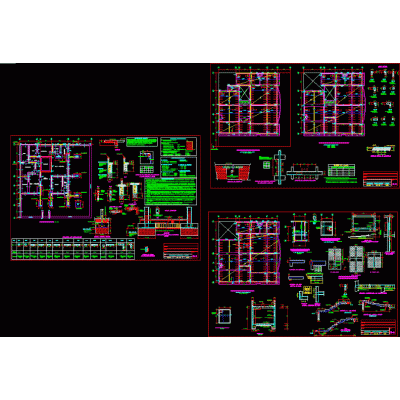 Plano estructuras de una torre 4 niveles
