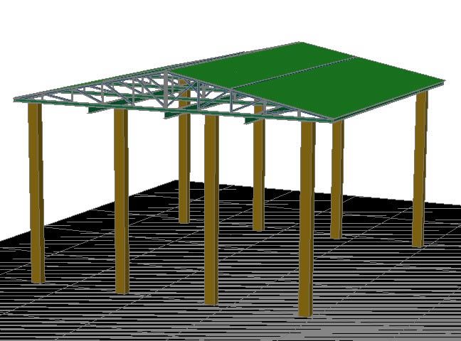 Telhado estrutural de duas águas