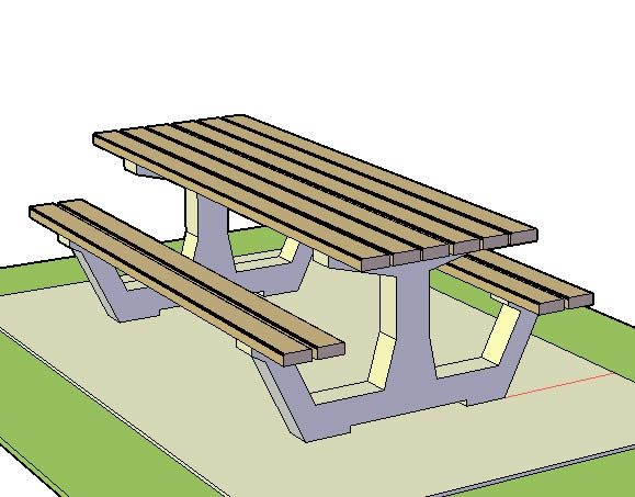 Outdoor table with seats
