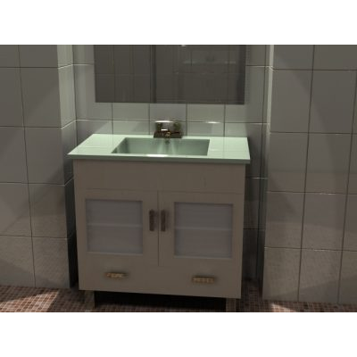 Mueble para bano con lavabo; espejo y gaveta de 80 cm.